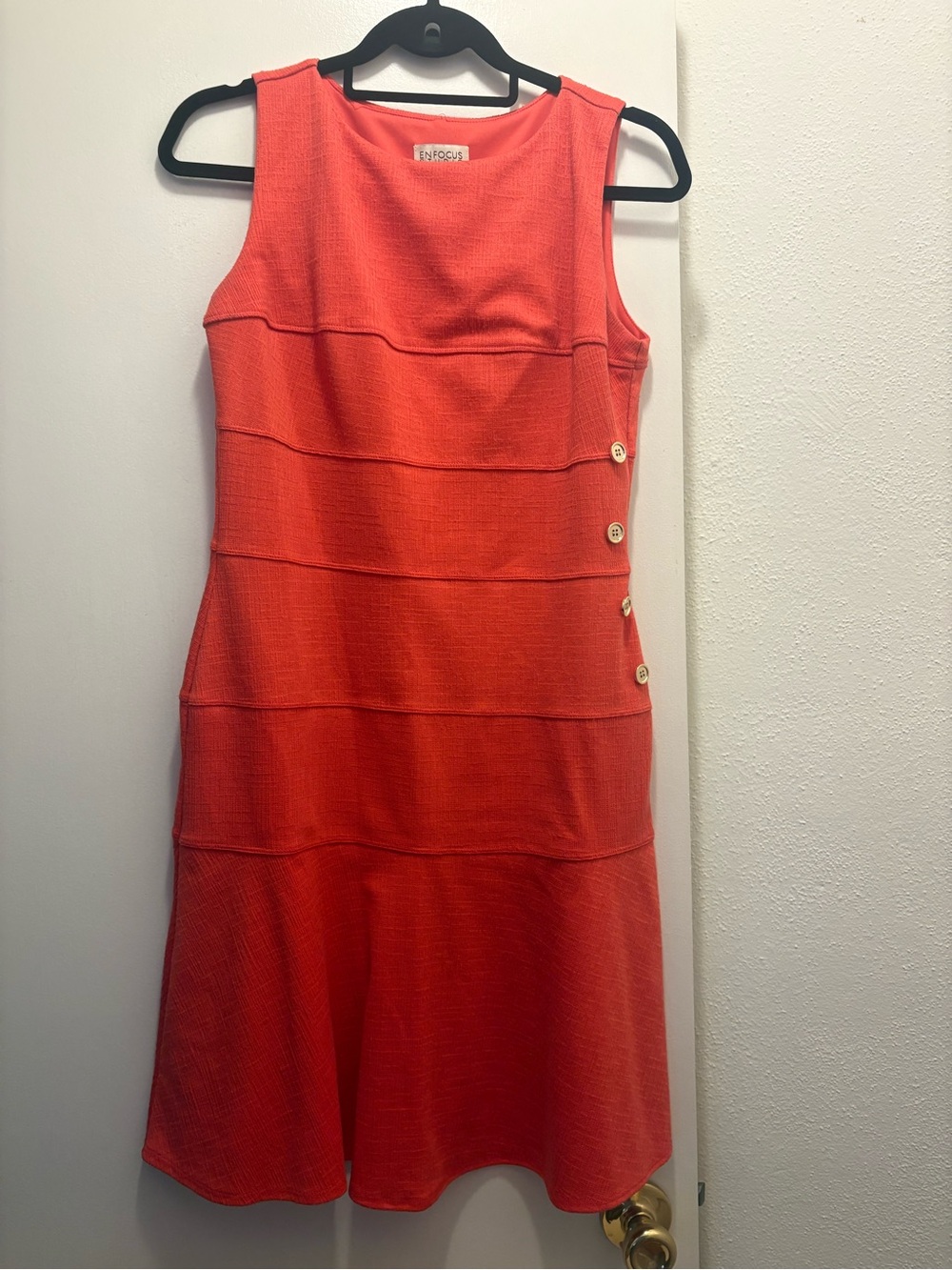 Enfocus Studio Coral Sleeveless Tiered Shift Dress with Side Buttons